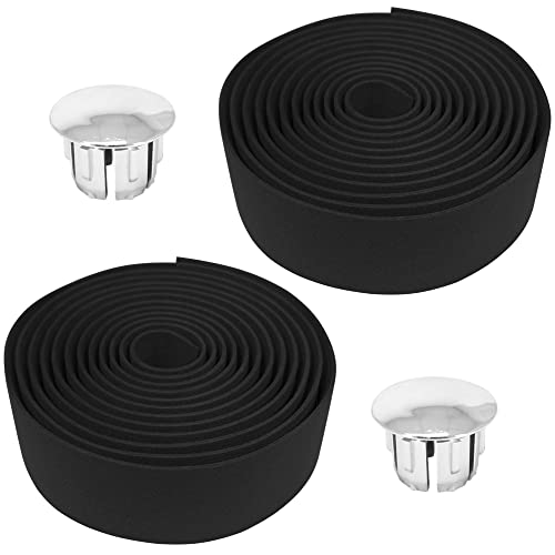 Cycling Colors 2X Cinta De Manillar Para Bicicleta Espuma Eva Carretera Montaña Ciclismo Adhesivo Tapones Negro cyclingcolors - Punhos e decoração para guiador de bicicleta - espuma, eva, adhesivo, negro