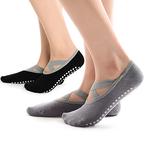 Meias para Mulher Hually 2 Pares Preto e Cinzento Hually - Yoga e pilates - preto, cinzento, 2 pares