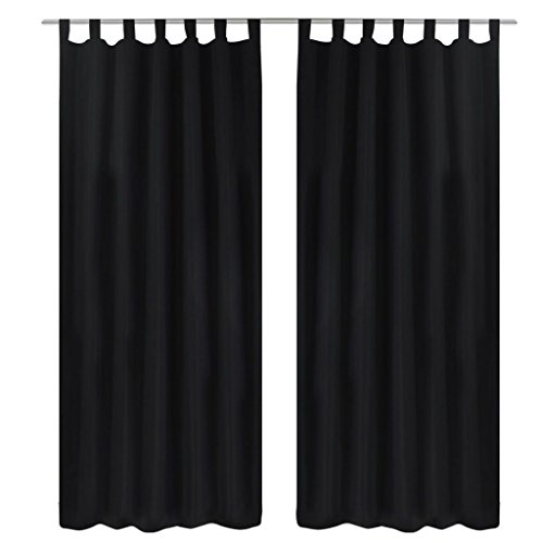 Cortina Vidaxl Cetim Com Laços 2 Pcs Preto 140 X 245 Cm vidaXL - Cortinas e cortinados - microsatin, 140 x 245 cm, laços, preto