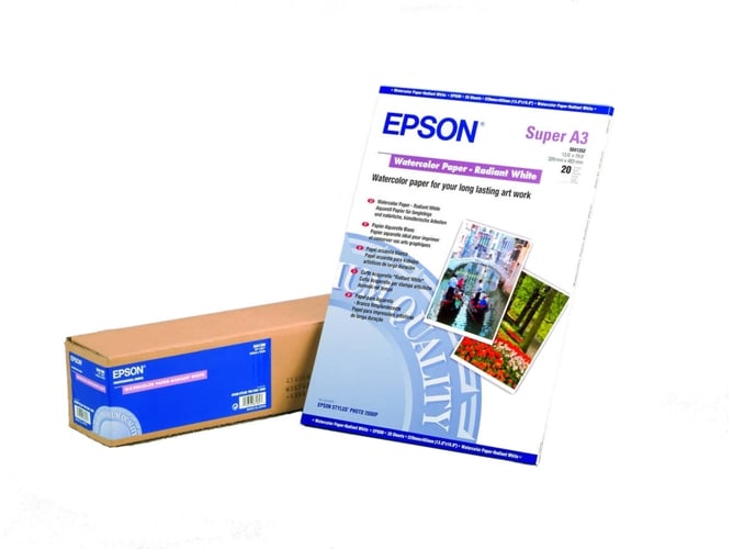 Papel de Impressão EPSON Watercolor Paper Roll Epson - Papel de impressora e copiadora - preto, epson stylus photo r1800, r800, 24 x 18m