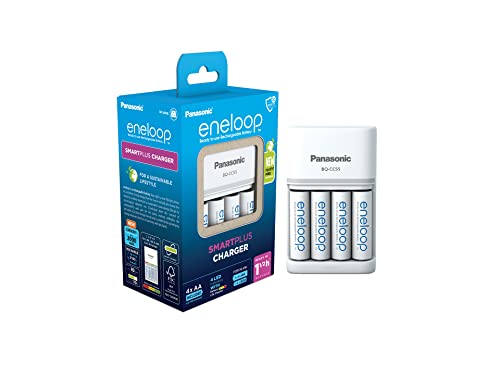 Carregador Baterias Eneloop Smartplus 4X2000mAh Panasonic - Carregadores de bateria de uso geral - carregador, baterias, eneloop, smartplus, aa, AAA