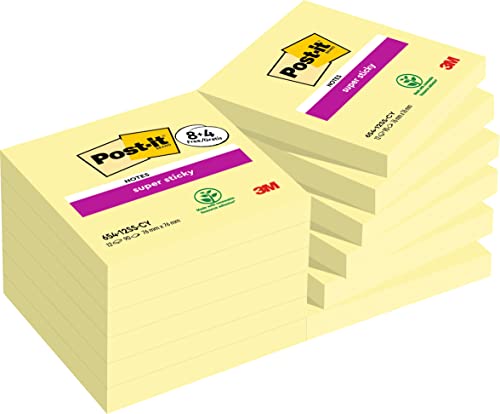 Bloco de Notas Autocolante POST-IT Super Sticky 76X76 Mm Amarelo 3M - Notas autoadesivas - autocolante, super sticky, amarelo, 76x76 mm