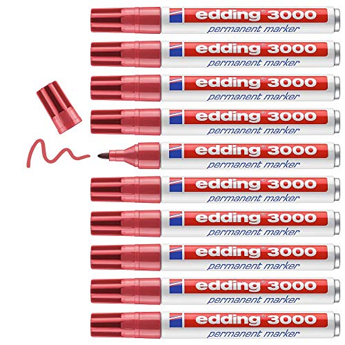 Marcador Permanente EDDING 3000 Vermelho (Ponta de 1.5-3mm) Edding - Marcadores e marcadores de texto - permanente, 1.5-3mm, tinta não odorizada