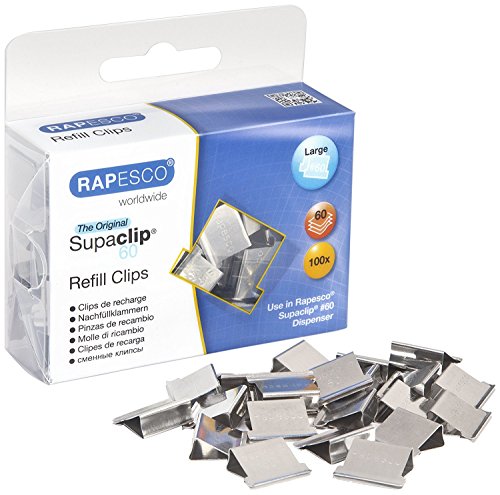 Pack 100 Clipes Supraclips RAPESCO CP10060S Rapesco - Clipes de papel e grampos - 100 clipes, 60 folhas, aço inoxidável