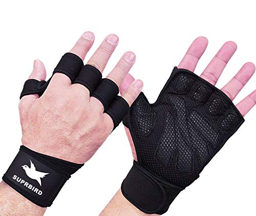 Luvas para Homem Unisexo NEW ERA Crossfit Preto para Fitness (8) SUPRBIRD - Luvas de levantamento de peso e suportes para as mãos - homem, fitness, preto, crossfit