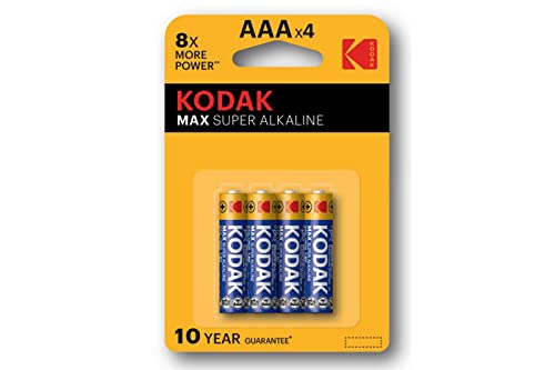Pilhas KODAK Max Alcalina AAA LR03 - 4 Unidades Kodak - Baterias de uso geral - alcalina, longa duração, AAA, sem mercúrio