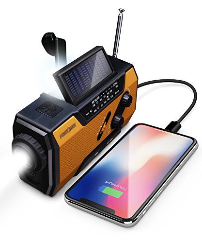 Rádio Portátil FosPower A1 com Painel Solar e Bateria Recarregável FosPower - Radios - rádio portátil, painel solar, bateria recarregável, luz LED