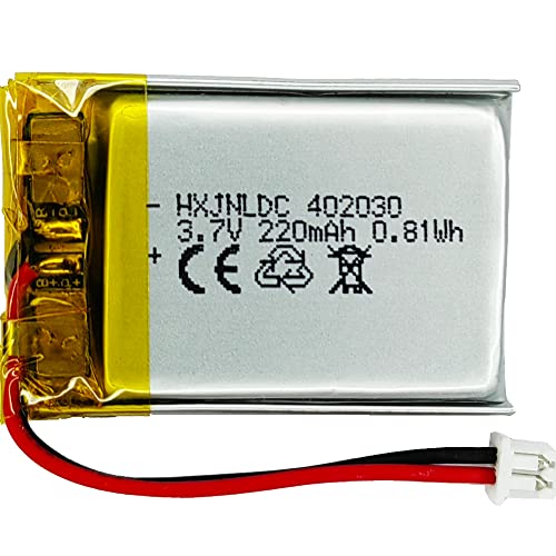 Pilha Recarregável DC 3.7V 220mAh 402030 HXJN - Baterias - 220 mAh, 3.7 V, litio, preto