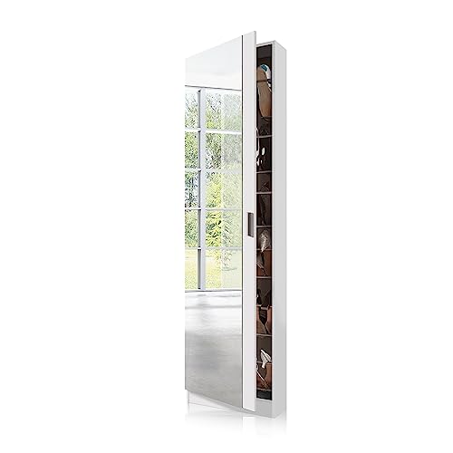 Sapateira HABITDESIGN Branco (MDF - 50x20x180cm) Wood & Colors - Conjuntos de móveis - MDF, 50x20x180cm, porta-chaves, espelho