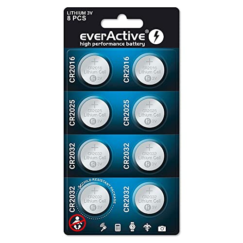 Pilha Recarregável EVERLASTING MIX Cr2016, Cr2032, Cr2025 EVERACTIVE - Baterias - recarregável, EverActive, vida útil mais longa
