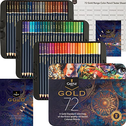 Lápis de Cor CASTLE ART SUPPLIES 72 Cores (12 x 16 mm) Castle Art Supplies - Lápis - 72 cores, ponta resistente, madeira maciça
