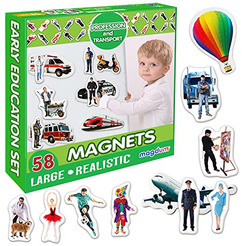 Brinquedo Magnético MAGDUM Transporte e Professões (Idade Mínima: 3) MAGDUM - Brinquedos - transportes, profissões, magnético