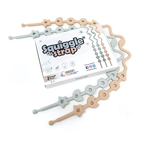 Brinquedo de Madeira SQUIGGLE STRAP 2 PCS Just What I Need Design Ltd - Clipes e suportes para chupetas - brinquedo, madeira, squiggle strap