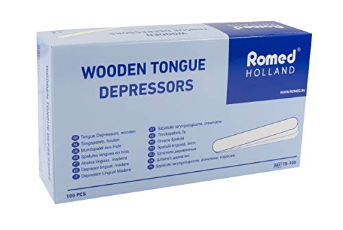Espátulas ROMED de Madeira (150x18 mm) (100 unidades) Romed - Espátulas para depressão da língua - madeira, 150x18 mm, 100 unidades, lados arredondados