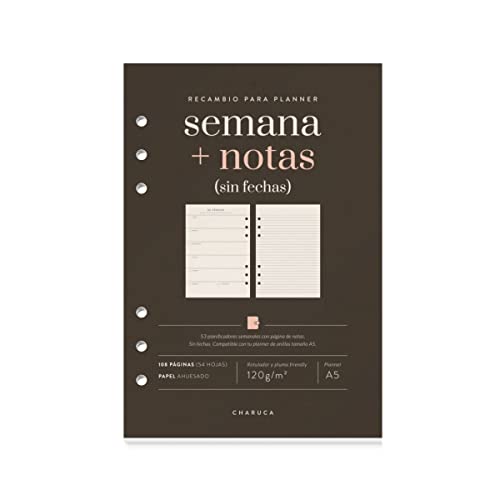 Agenda Semanal 2022-2023 A5 CHARUCA (Recondicionado Como Novo) CHARUCA - Papel para fichários - semanal, A5, recondicionado, notas