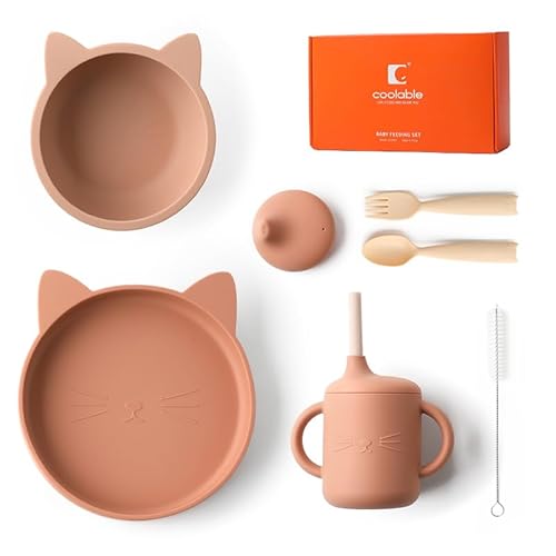 Conjunto de Refeição Coolable Silicone Rosa coolable - Jogos de jantar - silicone, anti-deslizante, 3 peças, transparente