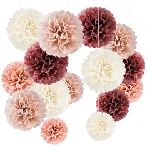 YBwanli 20 peças flores de papel decoração, pompones de papel, decoração do casamento, toalha de batismo, decoração do aniversário da mesa do bolo (Dourado) YBwanli - Pompons decorativos - 20 peças, flores de papel, decoração de aniversário, dourado
