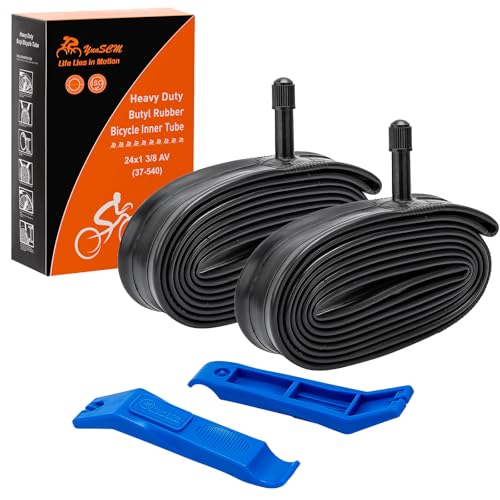 Pack de 2 Câmaras de Ar YunSCM Av32Mm Valve YunSCM - Câmaras de ar de bicicleta - 2 câmaras, preto, 2,4 cm, caucho butírico