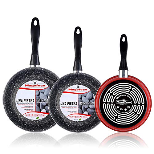 Set de 3 frigideiras Magefesa K2 | 18-20-24 cm | Indução | Antiaderente STONE PFOA-Free Aço Vitrificado - Vermelho Magefesa - Frigideiras e panelas de fritar - indução, antiaderente, stone pfoa-free, aço vitrificado