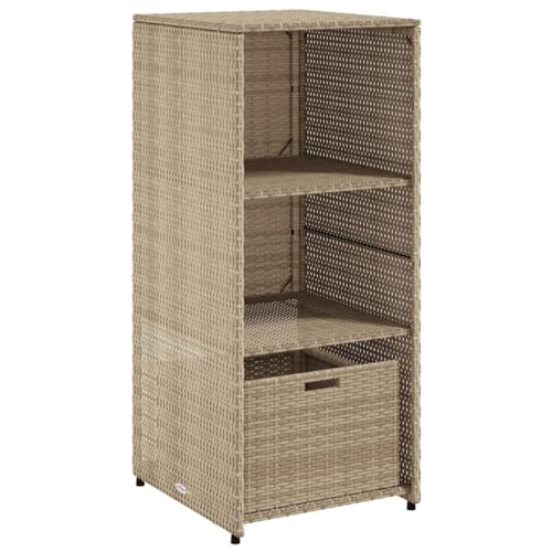 Armário de Jardim VIDAXL Rattan (Bege - Poli-Etileno - 50 x 55 x 115 cm) vidaXL - Móveis de exterior - rattan, poli-etaleno, 2 prateleiras, gaveta