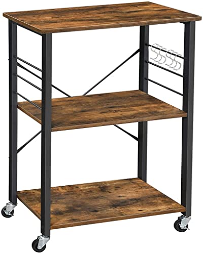 Prateleira de Cozinha VASAGLE KKS60XV1 | Castanho VASAGLE - Carrinhos e ilhas - prateleira, cozinha, carvalho, 3 prateleiras, resistente