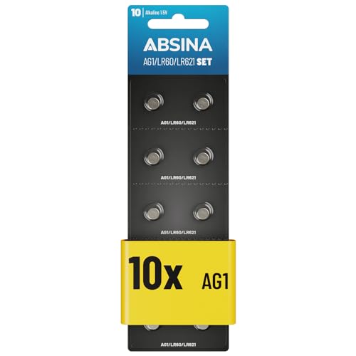 Pilhas ABSINA 10X Pila Botão Ag1 Lr622-1,5V ABSINA - Baterias - pilha botão, ag1, LR622, 1,5v
