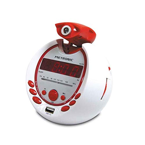 Rádio Despertador METRONIC 477021 (Branco) METRONIC - Radios - display LED, ajustável, projetor, snooze, alarme duplo