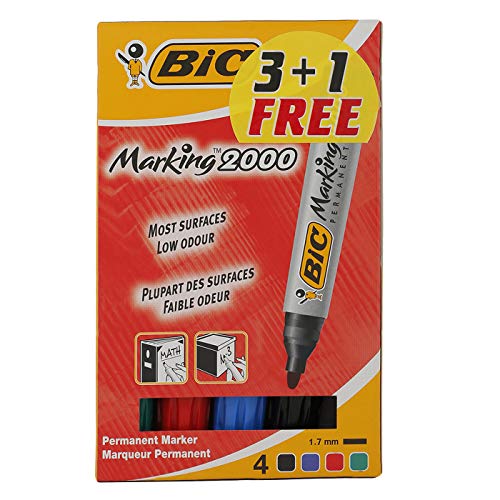 Marcador Permanente Bic Marking 2000 Azul/Preto/Rojo/Vermelho/Green BIC - Marcadores e marcadores de texto - ponta fina, tinta especial, secagem rápida, resistente à água