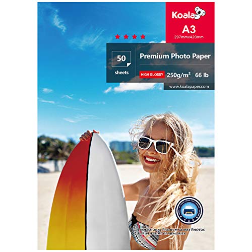 Papel Fotográfico Brillante Koala A3 297X420 Mm 250G/M² 50 Folhas Koala - Papel de impressora e copiadora - papel fotográfico, brillante, a3, 297x420 mm, 250g/m²