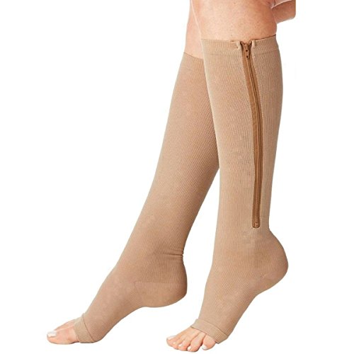Meias para Homem FUREIN Medias Calcetines de Compresión de Punta Abierta y Cierre de Cremallera Unisex XXL FUREIN - Meias Comuns - compresão, punta aberta, corte de cremalleira, unissex