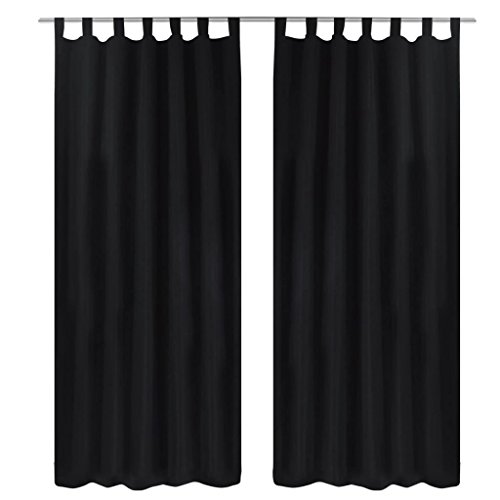 Cortina Vidaxl de Cetim com Laço 2 Pcs Preto 140 X 225 Cm vidaXL - Cortinas e cortinados - cortina, vidaxl, cetim, laço, preto, 140x225 cm