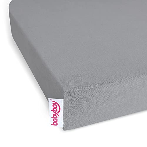 Lençol de Baixo BABYBAY Jersey Deluxe Cinzento (Algodão - 89x50cm) Tobi GmbH & Co. Kg - Móveis para bebês e crianças pequenas - jersey, cinzento, algodão, 89x50cm