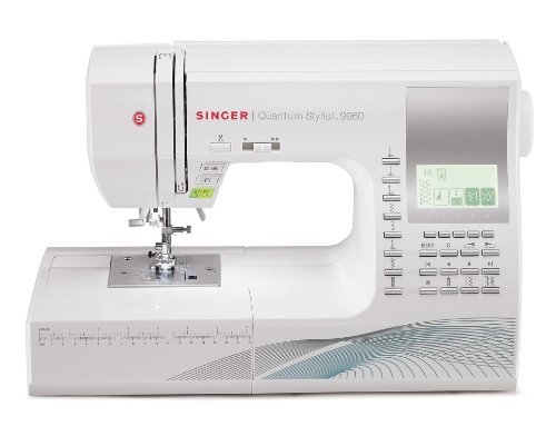 Máquina de Costura SINGER Quantum Stylist 9960 (6.5 cm) Singer - Máquinas de trabalho de tecidos - 6.5 cm, visor incorporado, preto e branco