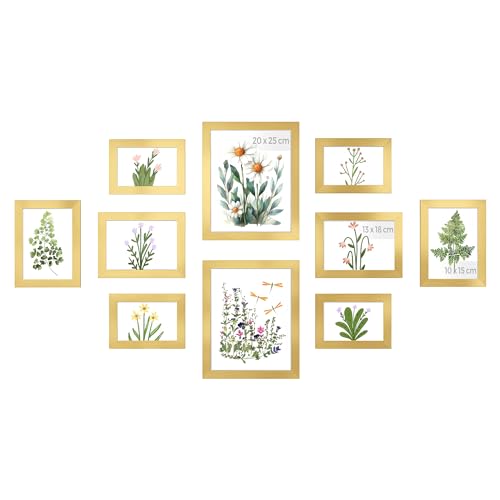 Moldura de Parede SONGMICS Rpf310A01 (Dourado - Aço e Plástico) SONGMICS - Porta-retratos - dourado, aço e plástico, 20 x 30 cm