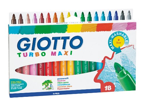 Marcador GIOOTTO Turbo Maxi 18 (Multicor - Ponta Redonda) Giotto - Marcadores e marcadores de texto - multicor, ponta redonda, 18 marcadores, bloco de folhas
