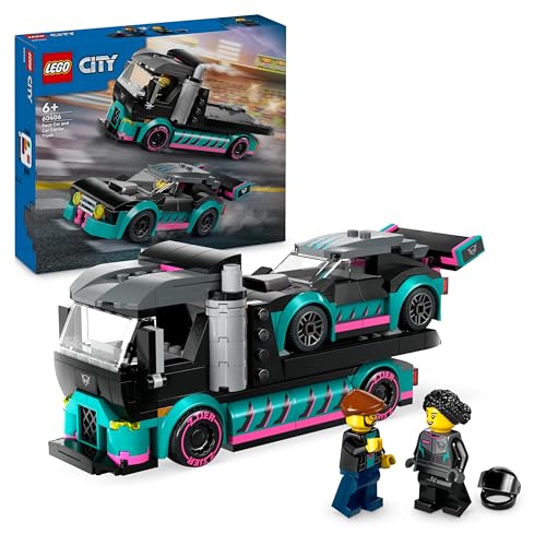 LEGO City - Carro de Corrida e Camião Transportador - 60406 (Idade Mínima: 6) LEGO - Brinquedos - carro corrida, camiao transportador, lego city, 6 anos