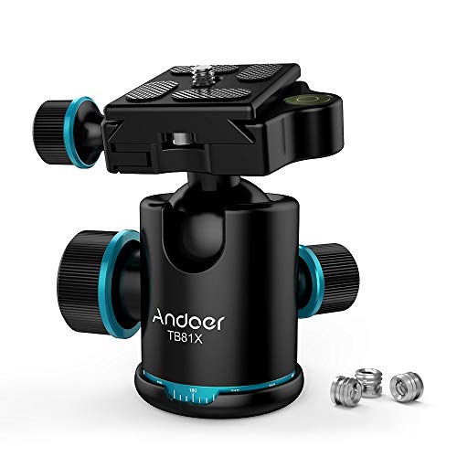 Andoer Pro Ballhead 360º Rotulador com Placa de Liberação Rápida e 3*1/4 a 3/8 Adaptadores Andoer - Peças e acessórios para câmeras - 360º, placa de liberação rápida, 3/8 adaptadores