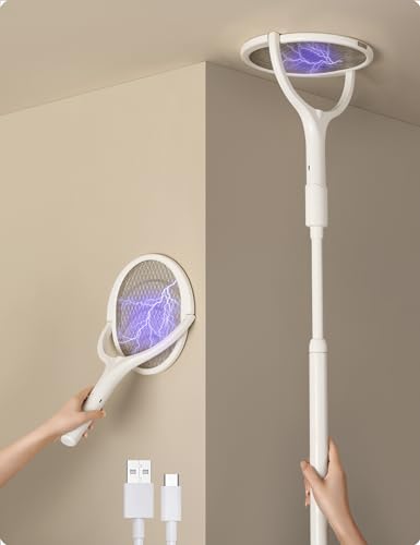 Mata-Mosquito Elétrico 2-Pack Cabeça Giratória GeckoMan - Controle de pragas - 2 cabeças, luzes, sons, recarga via micro-USB, bateria lítio