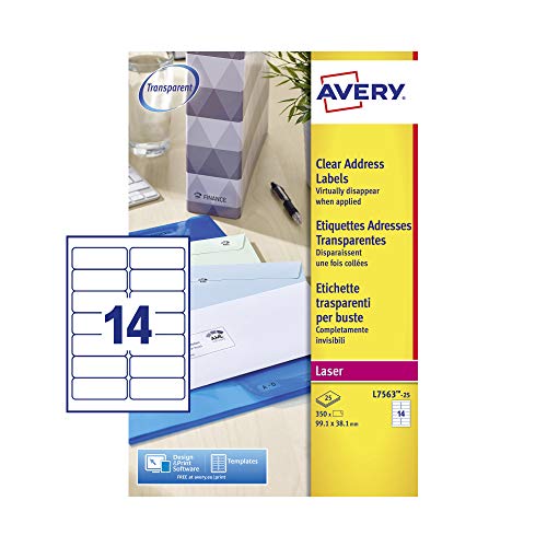 Etiqueta para Endereços Avery L7563-25 | Transparente Avery - Etiquetas e tags - transparente, impressão laser, identificação