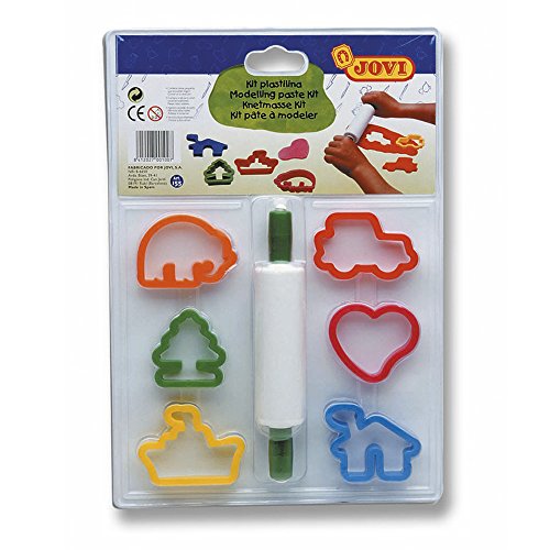 Kit de moldagem para crianças JOVI 6 Moldes + Rolo Jovi - Brinquedos - moldagem, crianças, 6 moldes, rolo