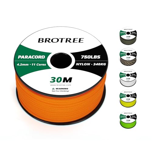 Cordão de Paracord 4.2Mm 750Lb 30Mt 11Fibra Tipo Iv Brotree BROTREE - Corda de escalada - 30 metros, 42mm, 750lb, 11 fibras