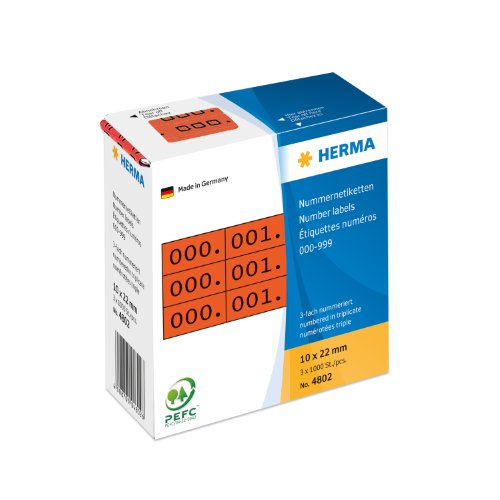 Herma Number labels triplicate numbers self-adhesive red/black 100 pcs. HERMA - Etiquetas e tags - etiquetas, triplicadas, self-adhesive, 100 pcs