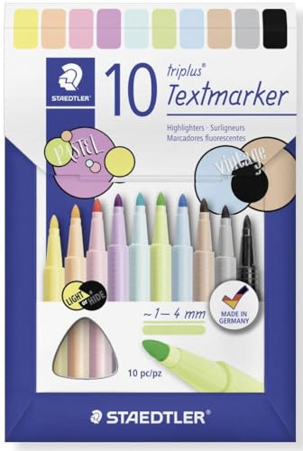 Marcador STAEDTLER Triplus 10 Cores (Multicor) Staedtler - Marcadores e marcadores de texto - 10 cores, pastel, vintage, traço variável