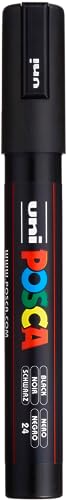 Marcador POSCA PC-5M (Preto - Ponta de 1.8 a 2.5mm) Mitsubishi Pencil Co. Japan - Marcadores e marcadores de texto - 