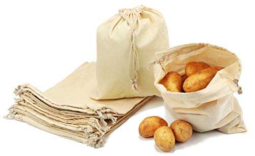 Bolsas de Algodão COM-FOUR (12 Un) (Recondicionado Como Novo) com-four - Sacolas de armazenamento doméstico - algodão, recondicionado