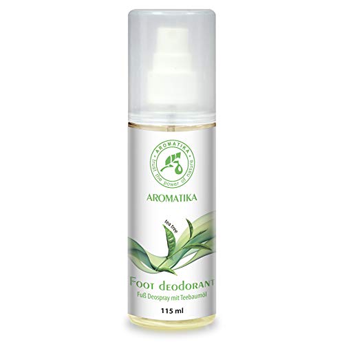 Desodorizante em Spray para Pés com Óleo de Árvore do Chá (Tea Tree) e Menta 100% Natural 115 ml AROMATIKA trust the power of nature - Removedores de odor para os pés - óleo de árvore, menta, natural, spray