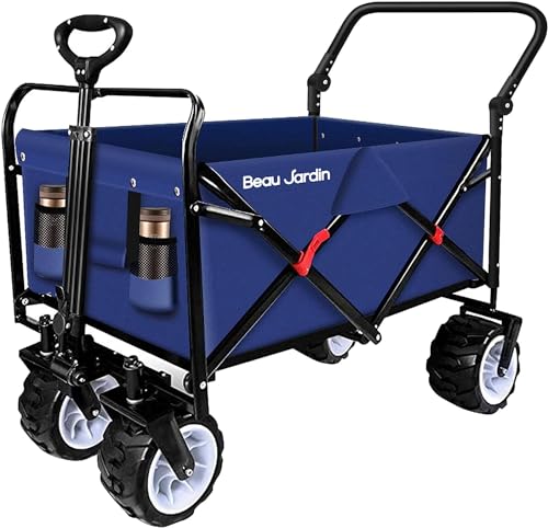 Carrinho de Praia BEAU JARDIN (Azul - Poliéster - 90x60x70 cm) BEAU JARDIN - Macacos e empilhadores - 90x60x70 cm, poliéster, azul