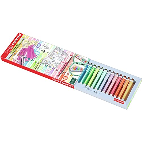 Caixa de Marcadores STABILO Swing Cool 18 Cores Stabilo - Marcadores e marcadores de texto - 18 cores, corpo plano, clip prático, divertidas