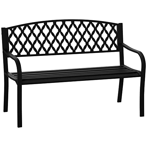 Banco de Jardim Outsunny | 128 x 58.5 x 89 cm - Preto Outsunny - Bancos de exterior - 128x58.5x89cm, preto
