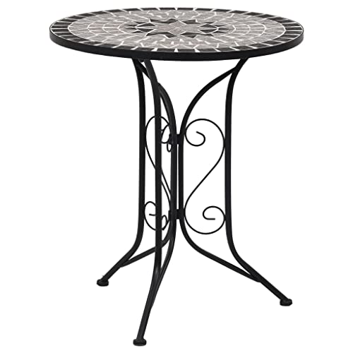 Mesa de Jardim VIDAXL 101-024 (Cinzento - Aço - 90x60x80 cm) vidaXL - Móveis de exterior - 90x60x80 cm, aço, cerâmica, fácil de limpar